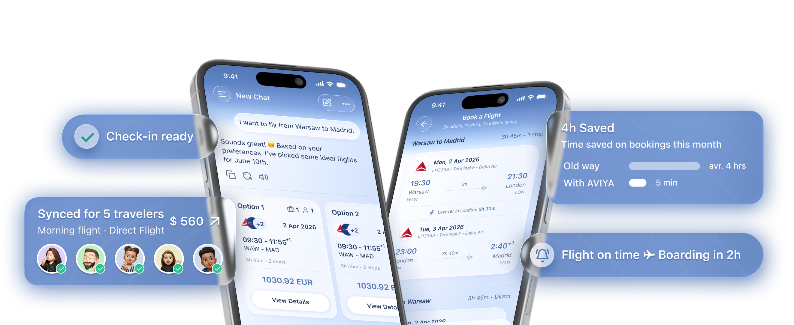 Navia mobile chat booking interface